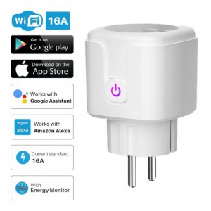 智能插头 WiFi 插座 EU 16A 电源监控定时功能涂鸦 SmartLife APP 控制与 Alexa Google Assistant Yandex 一起使用